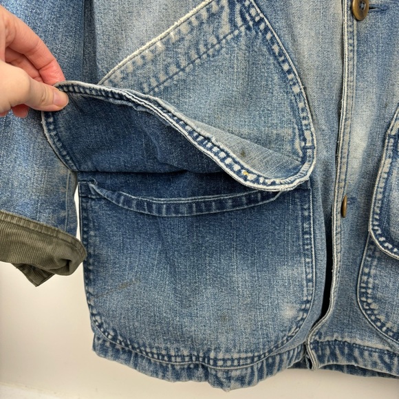 SOLD L.L. Bean Denim Barn Coat Farm Jacket Lined Men’s M Medium Worn In Work - Picture 2 of 16